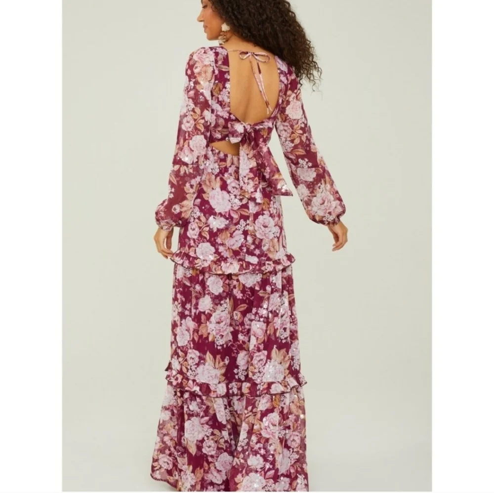 NWT Altar'd State Floral Sequin Maxi Dress M - Picture 2 of 8